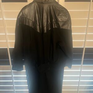 Black Leather and Wool Coat